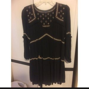 Black & Maroon Printed Dress